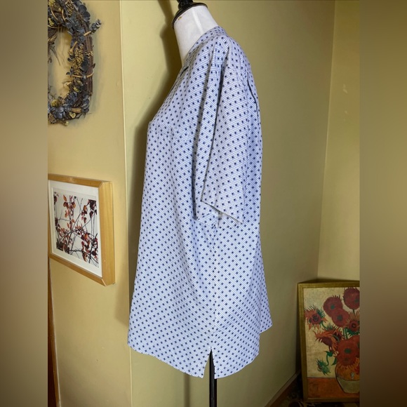 NAT NAST Size Large 100% Silk Camp Shirt MCM vibes  White / Blue Print SOPRANOS - Picture 6 of 15